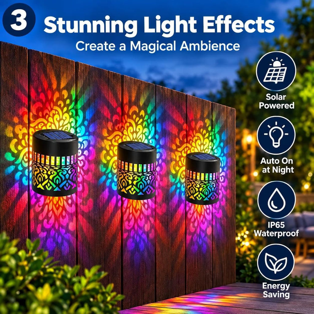 Seven-Color Changing Solar Mandala Wall Light, Outdoor Projection