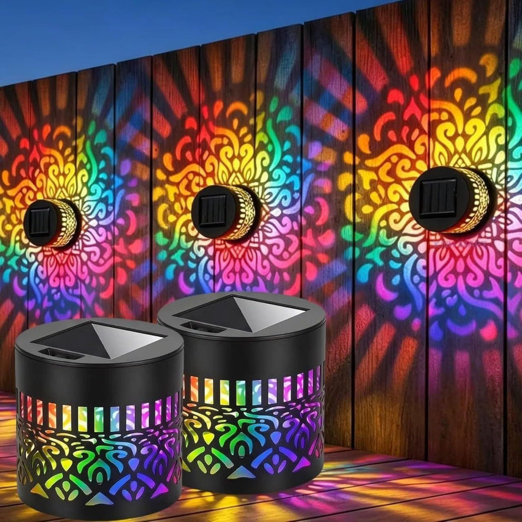 Seven-Color Changing Solar Mandala Wall Light, Outdoor Projection