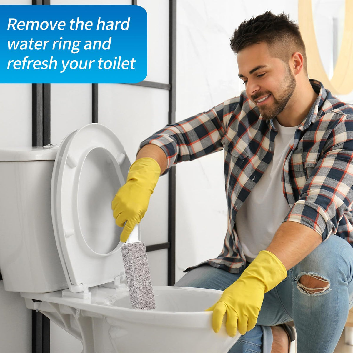 Pumice Stone for Toilet Bowl Cleaning with Stick Handle Buy Pack of 2 and Get 1 Free
