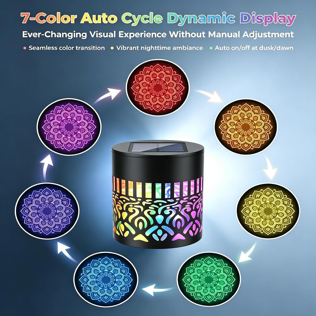 Seven-Color Changing Solar Mandala Wall Light, Outdoor Projection