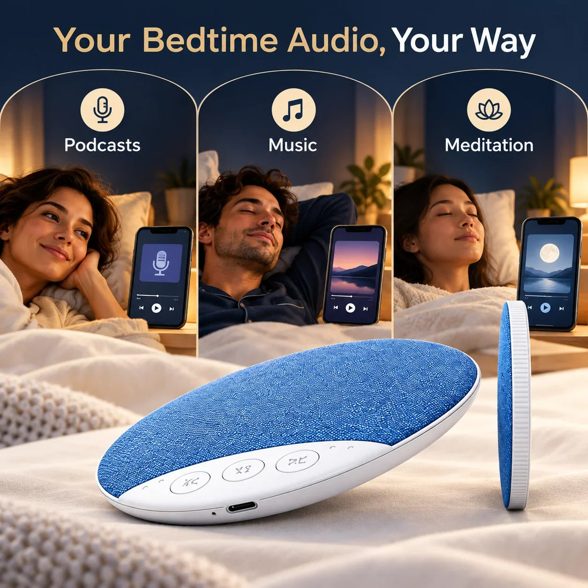 Pillow Speaker for Sleeping, Wireless Sleep Aid with White Noise