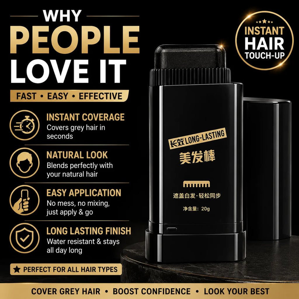 Instant Hair Color Stick & Dye Comb (Black, 20g) – Root Touch Up Stick to Cover Gray Hair